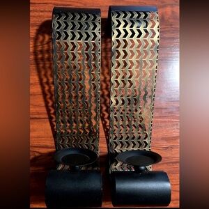 Elegant Black and Gold Candle Holders